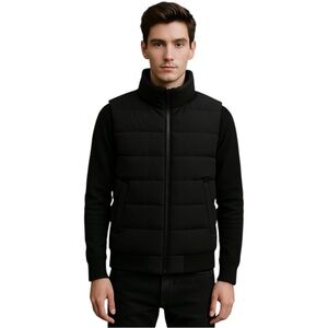 Black Puffer Vest Men’s Small Quilted Insulated Midseason